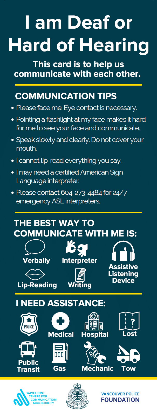 VPD Visor Card for Deaf and Hard of Hearing