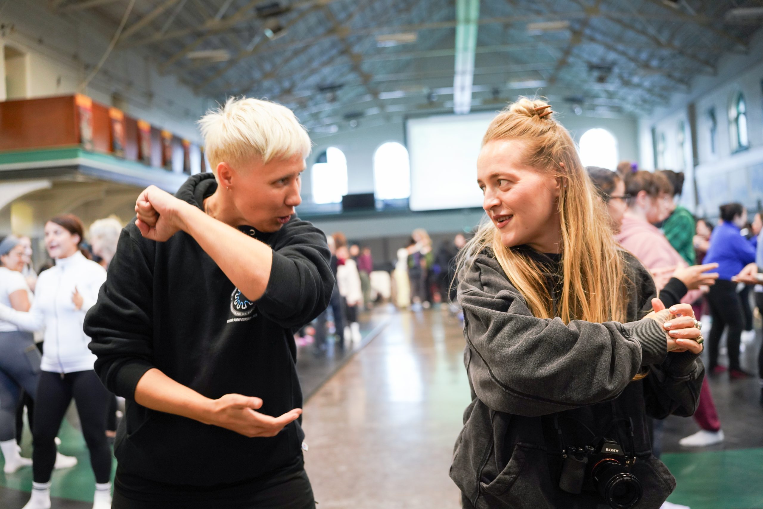 Vancouver police officers presenting at a women's personal safety workshop